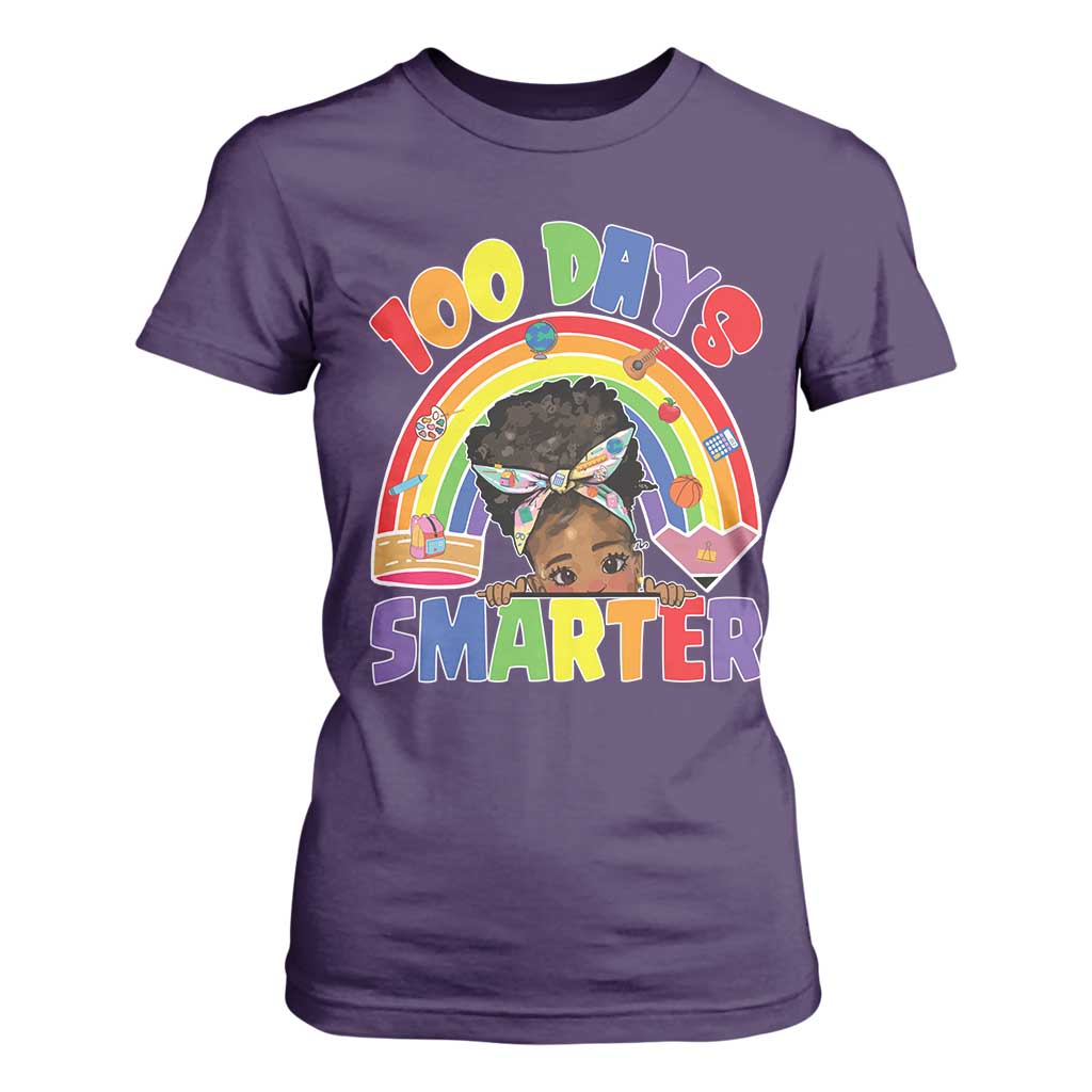Funny 100 Days Smarter Afro African American Girl T Shirt For Women TS11 Purple Print Your Wear