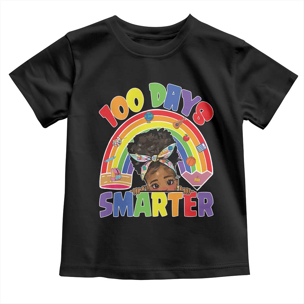 Funny 100 Days Smarter Afro African American Girl Toddler T Shirt TS11 Black Print Your Wear
