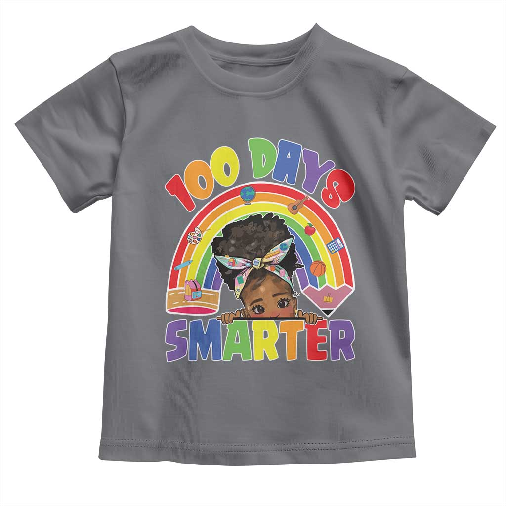 Funny 100 Days Smarter Afro African American Girl Toddler T Shirt TS11 Charcoal Print Your Wear