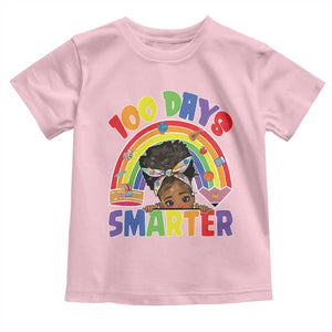 Funny 100 Days Smarter Afro African American Girl Toddler T Shirt TS11 Light Pink Print Your Wear