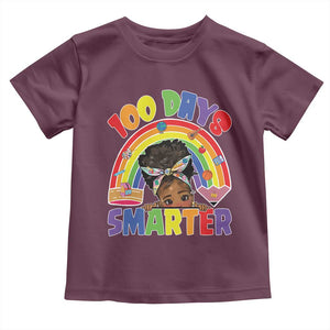 Funny 100 Days Smarter Afro African American Girl Toddler T Shirt TS11 Maroon Print Your Wear
