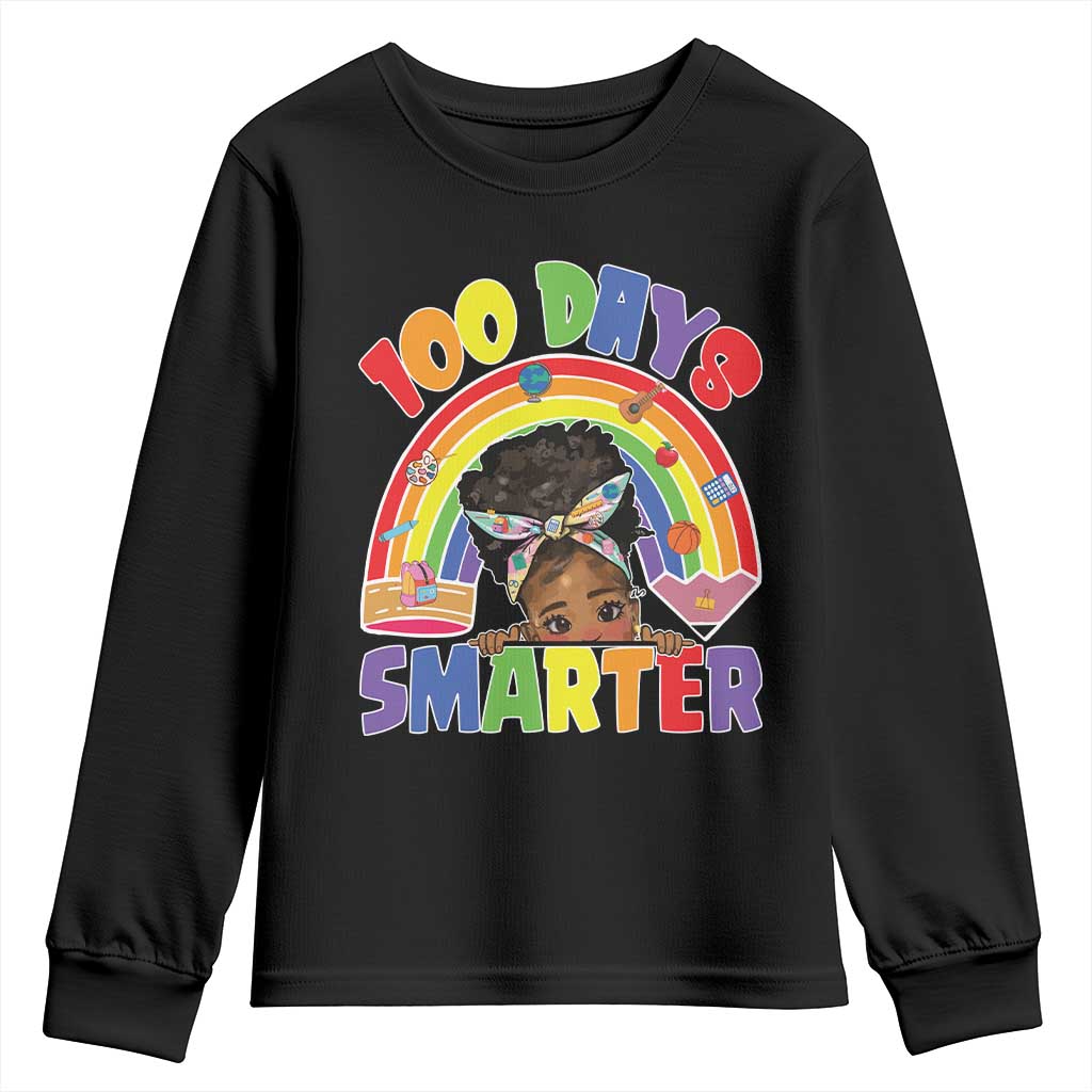 Funny 100 Days Smarter Afro African American Girl Youth Sweatshirt TS11 Black Print Your Wear