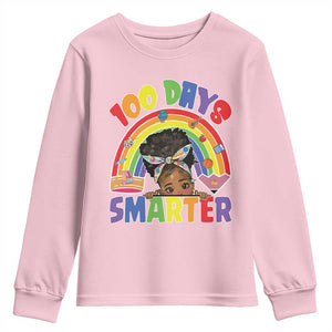 Funny 100 Days Smarter Afro African American Girl Youth Sweatshirt TS11 Light Pink Print Your Wear