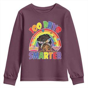 Funny 100 Days Smarter Afro African American Girl Youth Sweatshirt TS11 Maroon Print Your Wear
