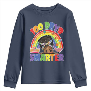 Funny 100 Days Smarter Afro African American Girl Youth Sweatshirt TS11 Navy Print Your Wear