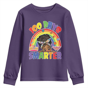Funny 100 Days Smarter Afro African American Girl Youth Sweatshirt TS11 Purple Print Your Wear