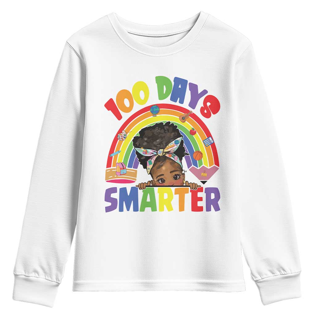 Funny 100 Days Smarter Afro African American Girl Youth Sweatshirt TS11 White Print Your Wear