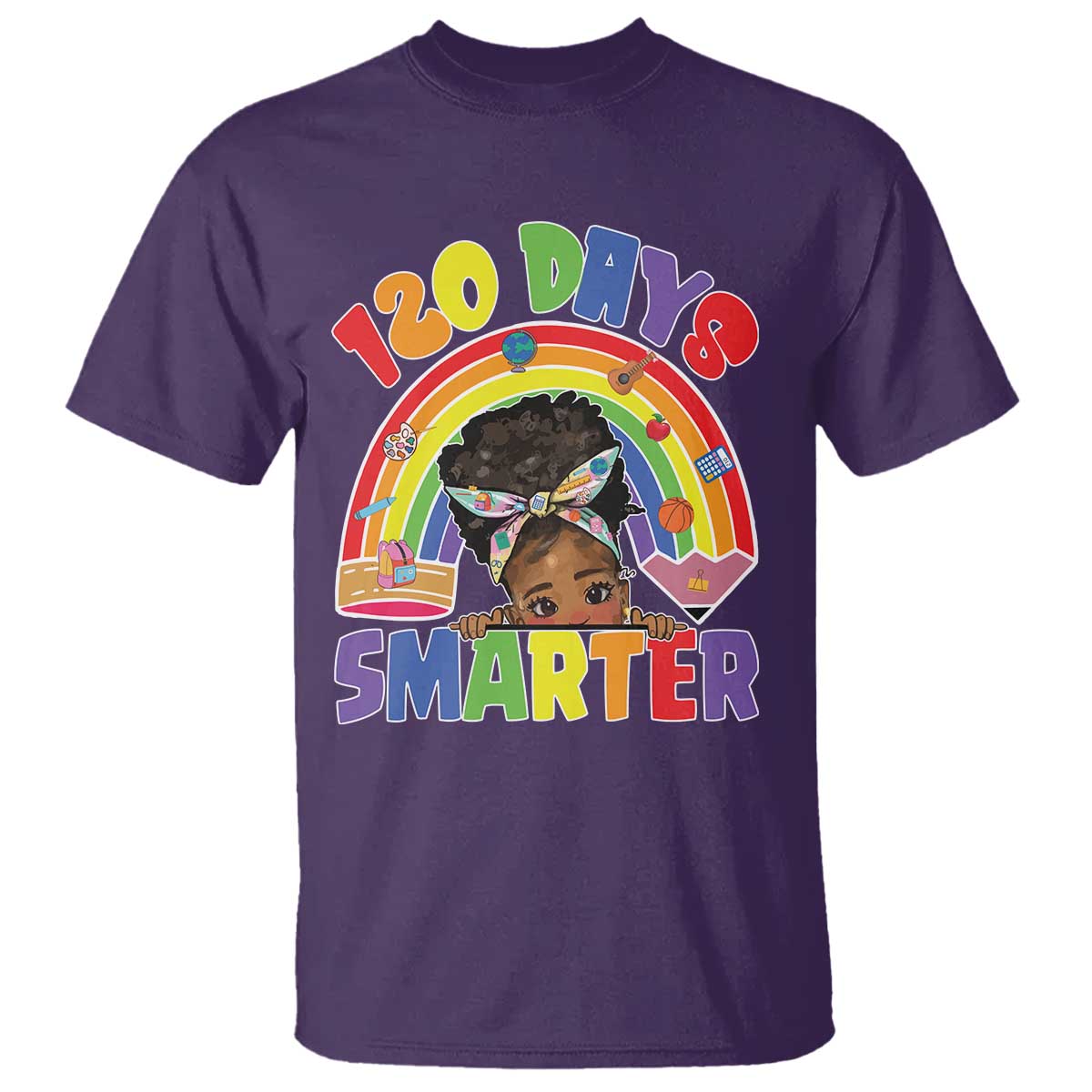 Funny 120 Days Smarter Afro African American Girl T Shirt TS11 Purple Print Your Wear