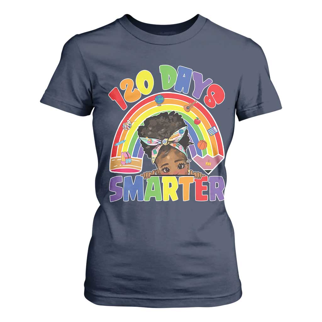 Funny 120 Days Smarter Afro African American Girl T Shirt For Women TS11 Navy Print Your Wear
