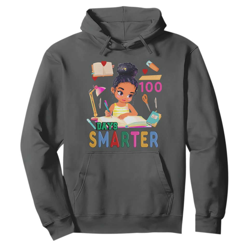 Funny 100 Days Smarter Black Afro African American Girl Hoodie TS11 Dark Heather Print Your Wear