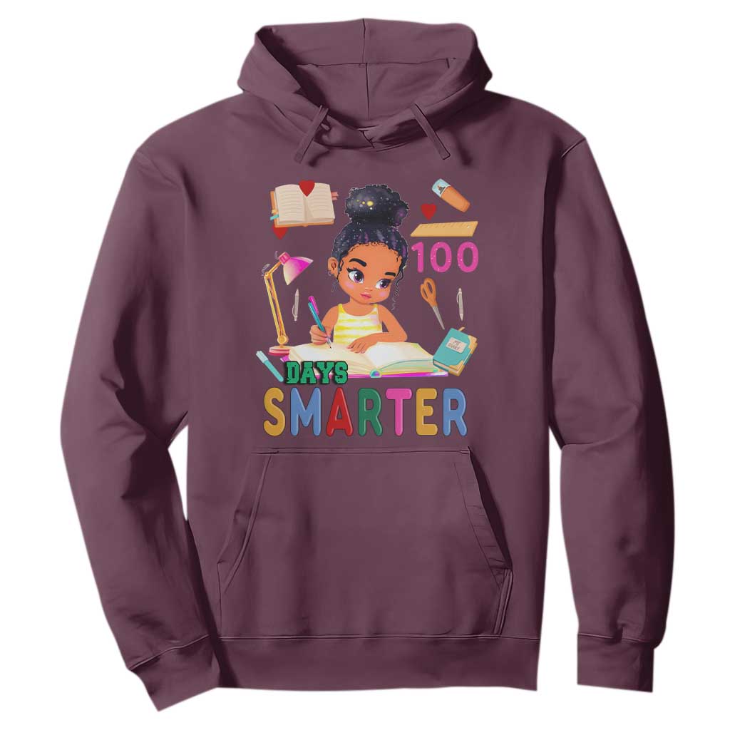 Funny 100 Days Smarter Black Afro African American Girl Hoodie TS11 Maroon Print Your Wear