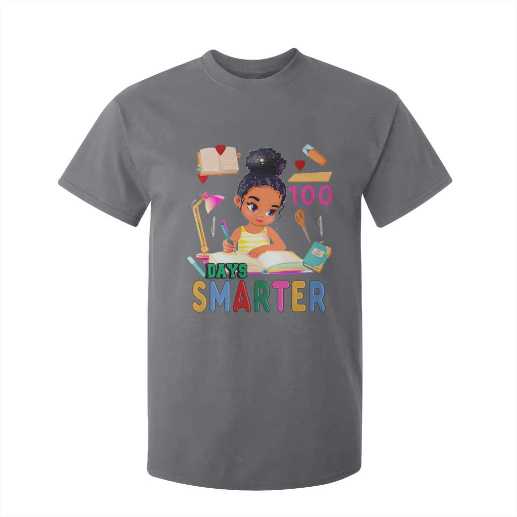 Funny 100 Days Smarter Black Afro African American Girl T Shirt For Kid TS11 Charcoal Print Your Wear