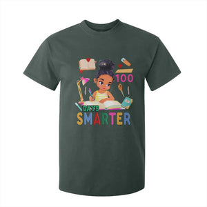 Funny 100 Days Smarter Black Afro African American Girl T Shirt For Kid TS11 Dark Forest Green Print Your Wear