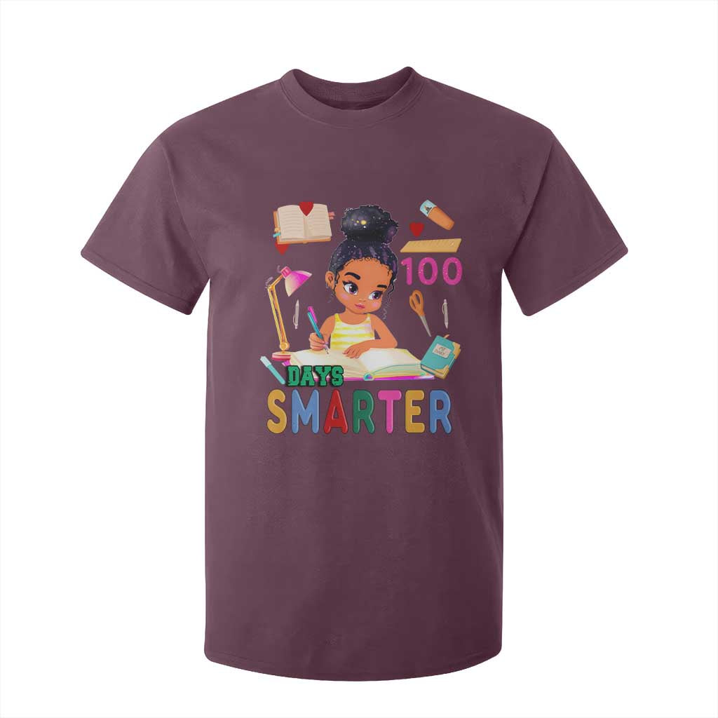 Funny 100 Days Smarter Black Afro African American Girl T Shirt For Kid TS11 Maroon Print Your Wear