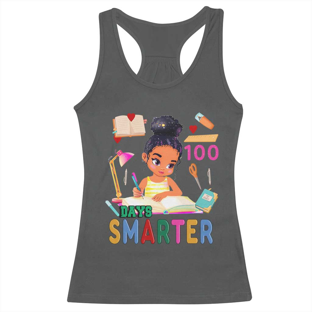 Funny 100 Days Smarter Black Afro African American Girl Racerback Tank Top TS11 Dark Heather Print Your Wear