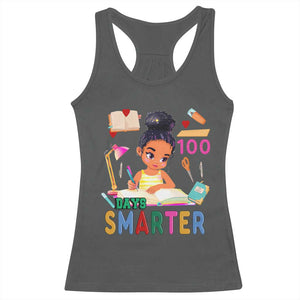 Funny 100 Days Smarter Black Afro African American Girl Racerback Tank Top TS11 Dark Heather Print Your Wear
