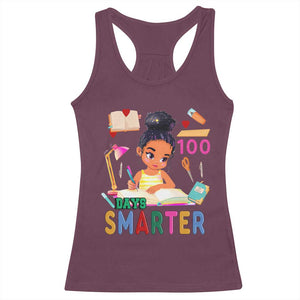 Funny 100 Days Smarter Black Afro African American Girl Racerback Tank Top TS11 Maroon Print Your Wear