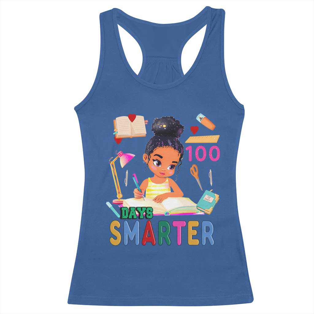 Funny 100 Days Smarter Black Afro African American Girl Racerback Tank Top TS11 Royal Blue Print Your Wear
