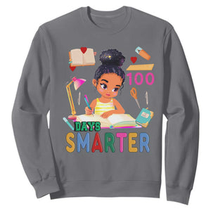 Funny 100 Days Smarter Black Afro African American Girl Sweatshirt TS11 Charcoal Print Your Wear