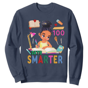Funny 100 Days Smarter Black Afro African American Girl Sweatshirt TS11 Navy Print Your Wear