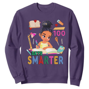 Funny 100 Days Smarter Black Afro African American Girl Sweatshirt TS11 Purple Print Your Wear