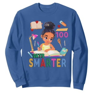 Funny 100 Days Smarter Black Afro African American Girl Sweatshirt TS11 Royal Blue Print Your Wear