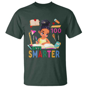 Funny 100 Days Smarter Black Afro African American Girl T Shirt TS11 Dark Forest Green Print Your Wear