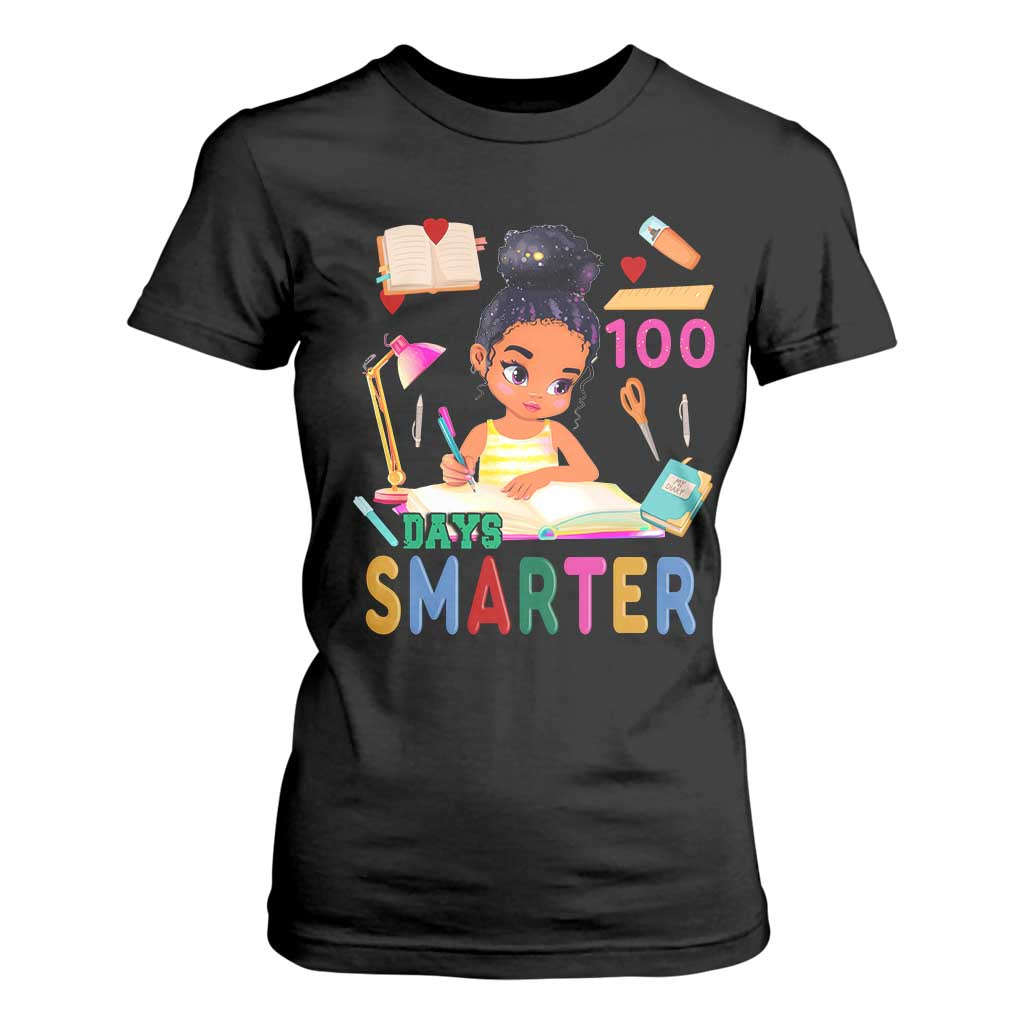 Funny 100 Days Smarter Black Afro African American Girl T Shirt For Women TS11 Black Print Your Wear