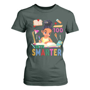Funny 100 Days Smarter Black Afro African American Girl T Shirt For Women TS11 Dark Forest Green Print Your Wear