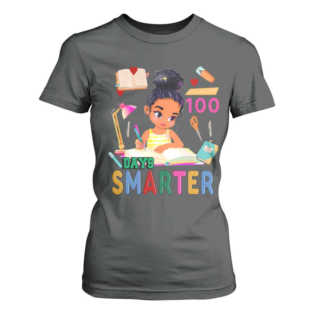 Funny 100 Days Smarter Black Afro African American Girl T Shirt For Women TS11 Dark Heather Print Your Wear