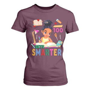 Funny 100 Days Smarter Black Afro African American Girl T Shirt For Women TS11 Maroon Print Your Wear