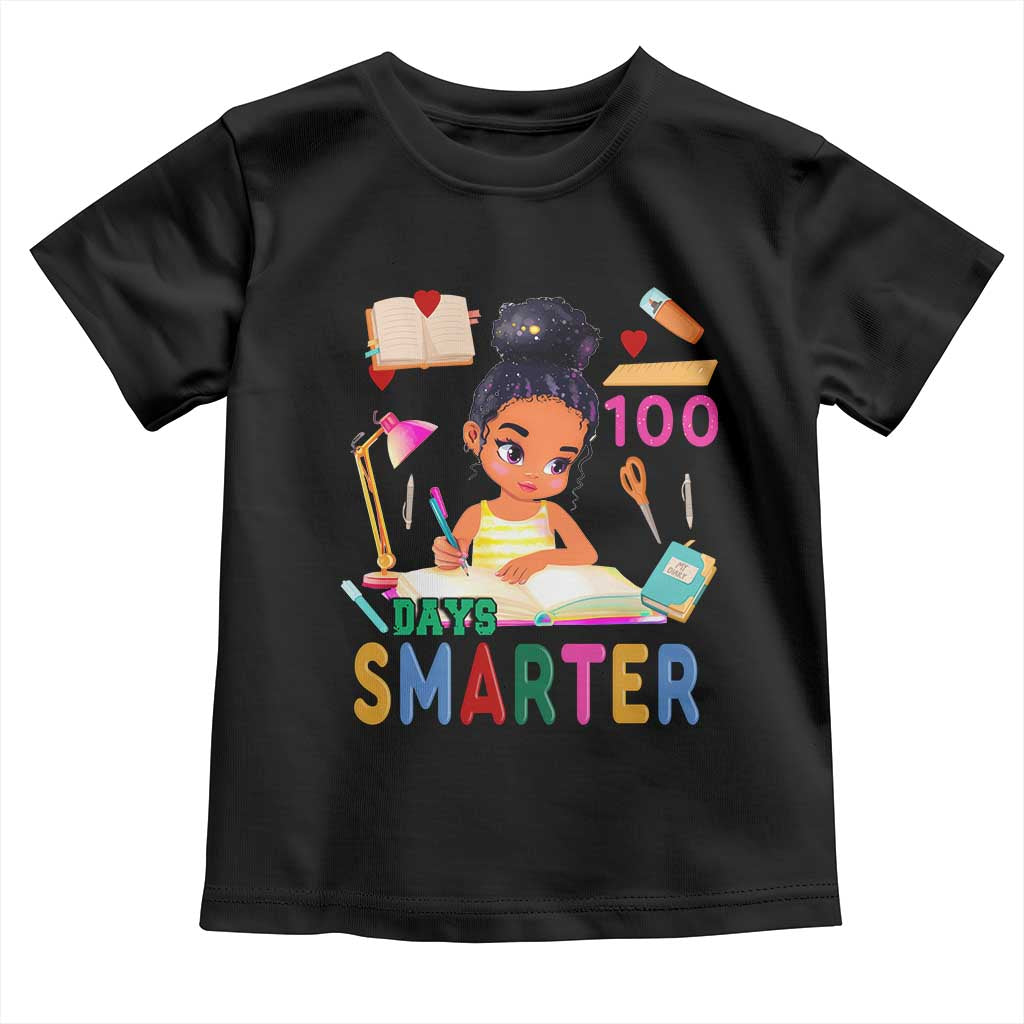 Funny 100 Days Smarter Black Afro African American Girl Toddler T Shirt TS11 Black Print Your Wear