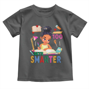 Funny 100 Days Smarter Black Afro African American Girl Toddler T Shirt TS11 Dark Heather Print Your Wear