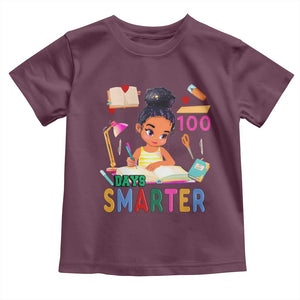 Funny 100 Days Smarter Black Afro African American Girl Toddler T Shirt TS11 Maroon Print Your Wear