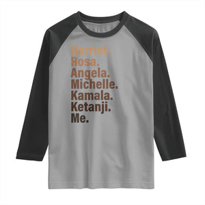 Melanin Black Pride Raglan Shirt Harriet Rosa Angela Michelle Kamala Ketanji Me Black History Leaders TS11 Sport Gray Black Print Your Wear