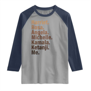 Melanin Black Pride Raglan Shirt Harriet Rosa Angela Michelle Kamala Ketanji Me Black History Leaders TS11 Sport Gray Navy Print Your Wear