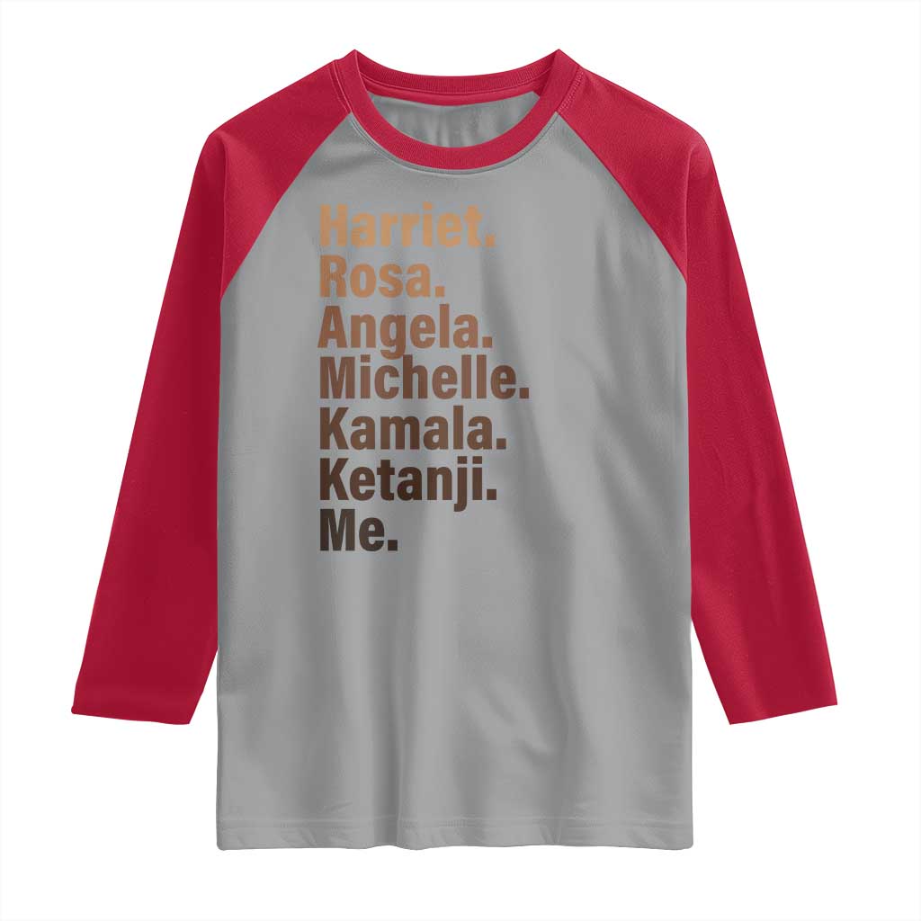 Melanin Black Pride Raglan Shirt Harriet Rosa Angela Michelle Kamala Ketanji Me Black History Leaders TS11 Sport Gray Red Print Your Wear