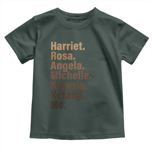 Melanin Black Pride Toddler T Shirt Harriet Rosa Angela Michelle Kamala Ketanji Me Black History Leaders TS11 Dark Forest Green Print Your Wear