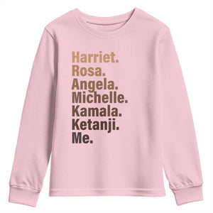 Melanin Black Pride Youth Sweatshirt Harriet Rosa Angela Michelle Kamala Ketanji Me Black History Leaders TS11 Light Pink Print Your Wear