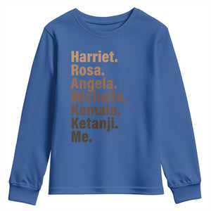 Melanin Black Pride Youth Sweatshirt Harriet Rosa Angela Michelle Kamala Ketanji Me Black History Leaders TS11 Royal Blue Print Your Wear