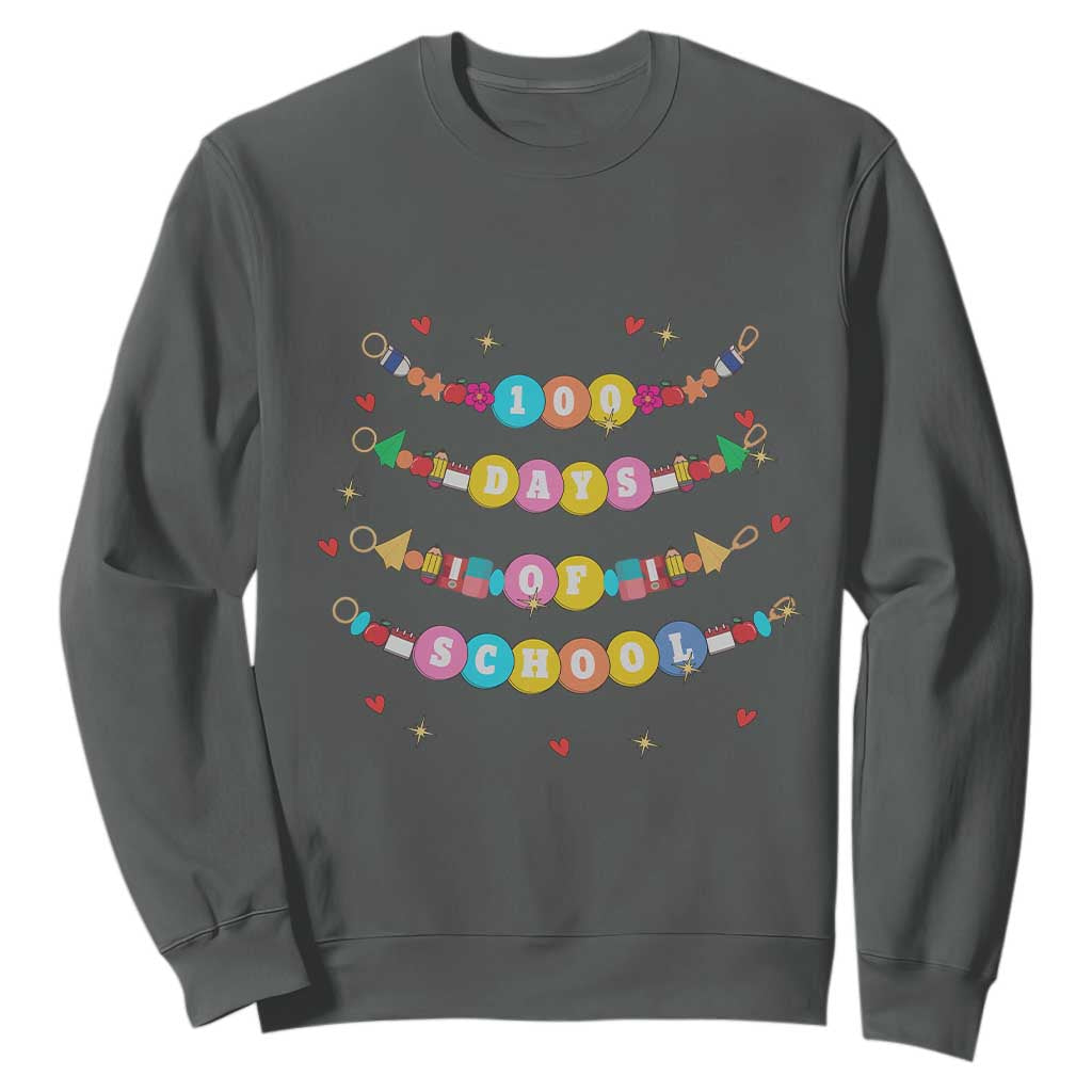 Funny 100 Days Of School Bracelet Sweatshirt TS11 Dark Heather Print Your Wear