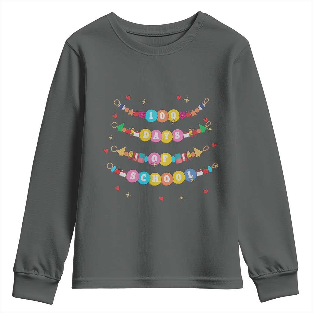 Funny 100 Days Of School Bracelet Youth Sweatshirt TS11 Dark Heather Print Your Wear