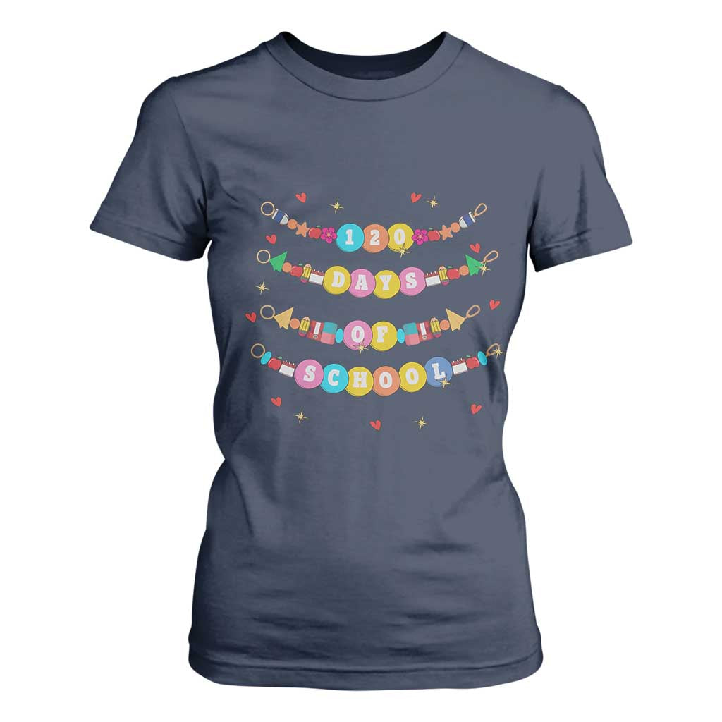 Funny 120 Days Of School Bracelet T Shirt For Women TS11 Navy Print Your Wear