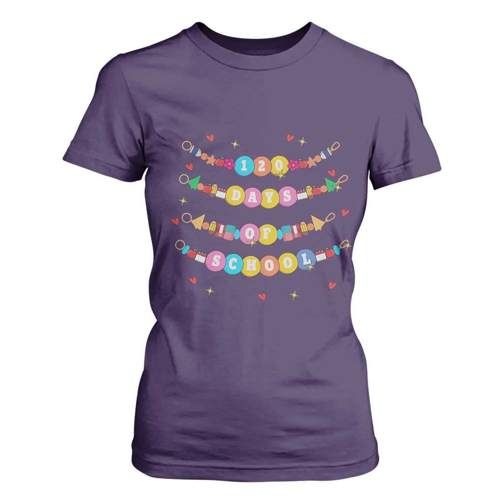 Funny 120 Days Of School Bracelet T Shirt For Women TS11 Purple Print Your Wear