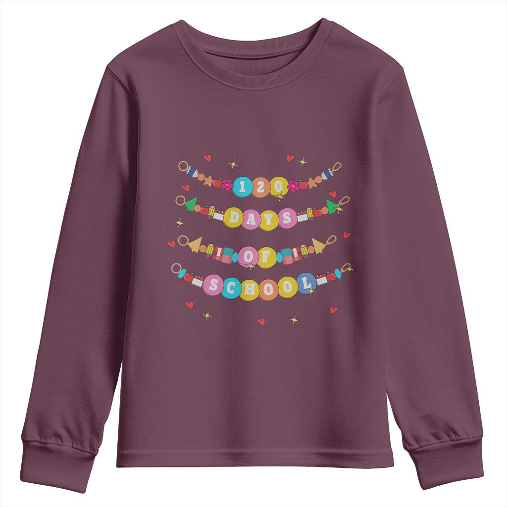 Funny 120 Days Of School Bracelet Youth Sweatshirt TS11 Maroon Print Your Wear