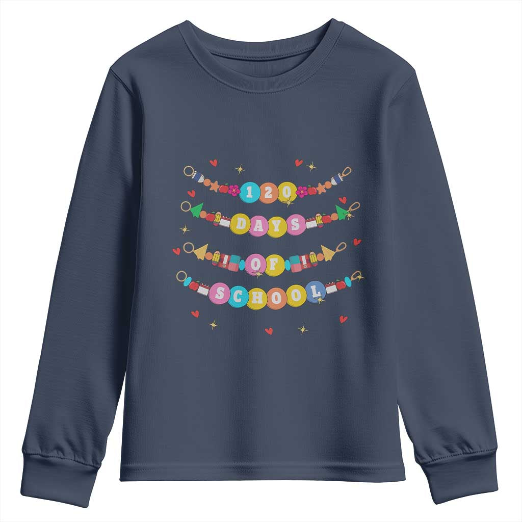 Funny 120 Days Of School Bracelet Youth Sweatshirt TS11 Navy Print Your Wear