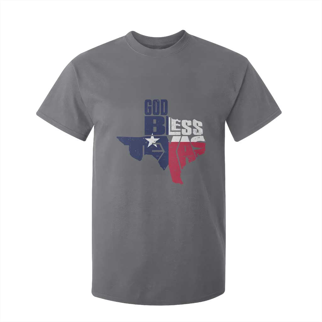 American Texan T Shirt For Kid God Bless Texas TX Flag TS11 Charcoal Print Your Wear