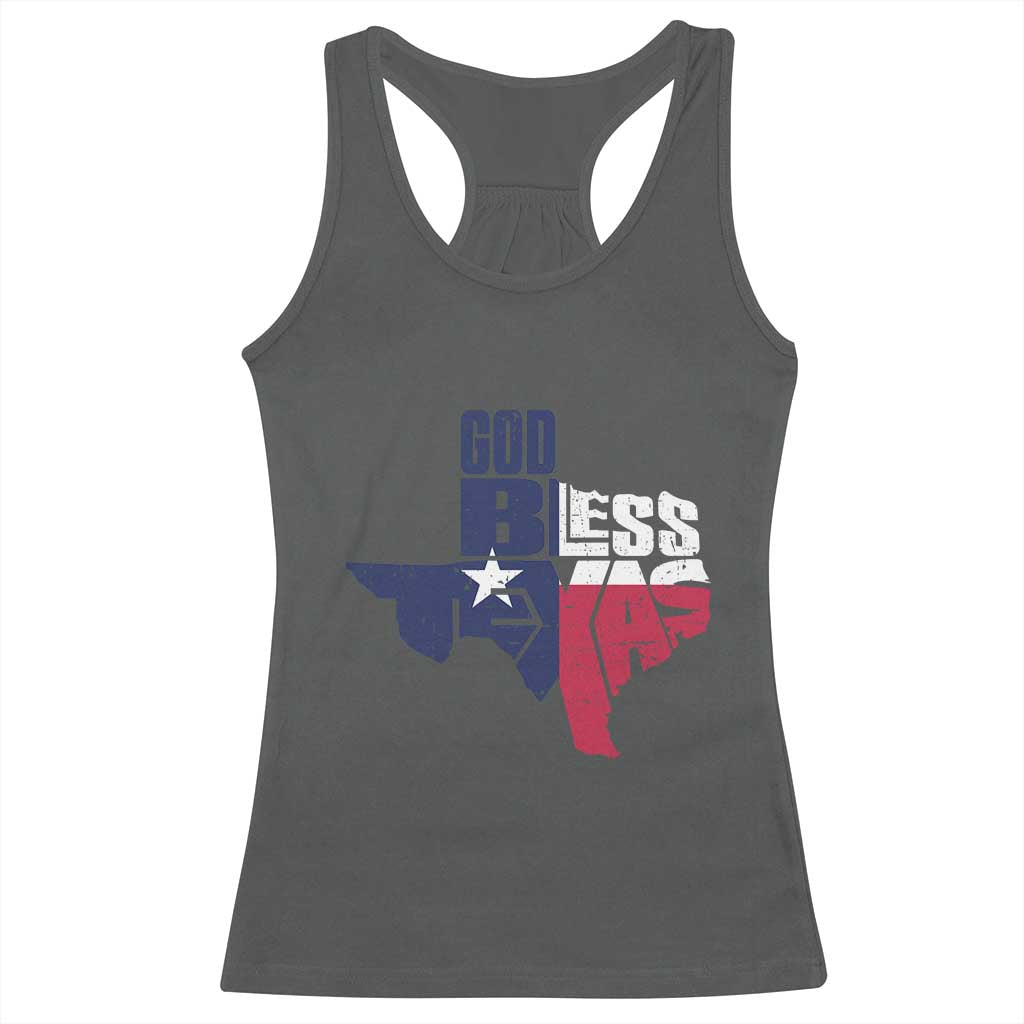 American Texan Racerback Tank Top God Bless Texas TX Flag TS11 Dark Heather Print Your Wear