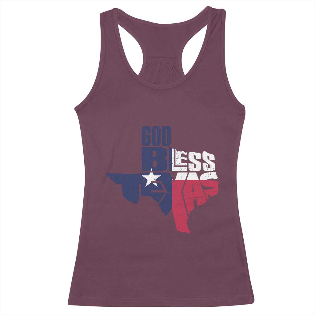 American Texan Racerback Tank Top God Bless Texas TX Flag TS11 Maroon Print Your Wear