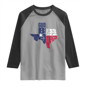 American Texan Raglan Shirt God Bless Texas TX Flag TS11 Sport Gray Black Print Your Wear